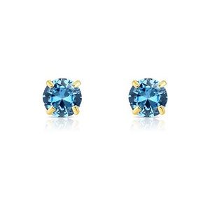 14K GOLD Topaz CZ December Birthstone Earrings